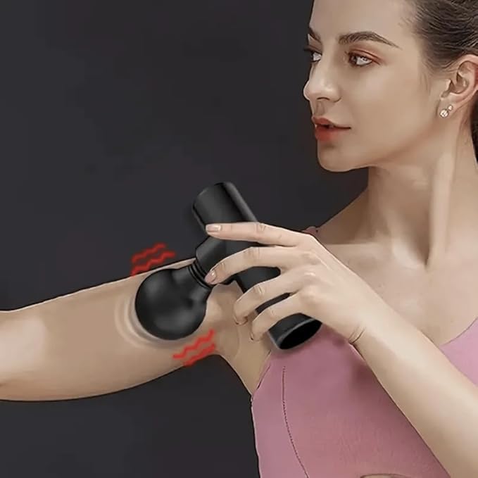 Compact AuraPulse Mini massage gun on desk for office recovery