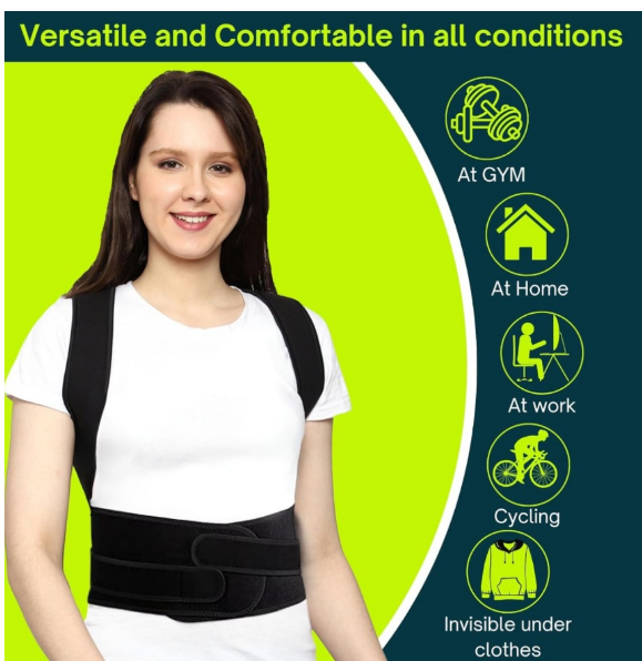 Close-up of AlignAura Brace adjustable straps and supportive back panel